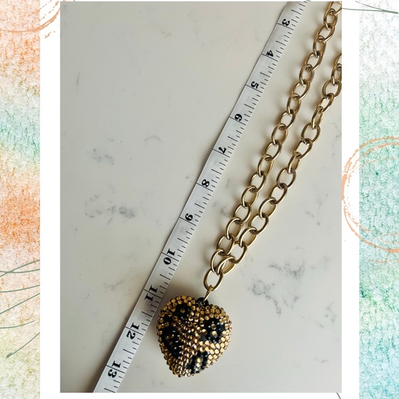 Betsey Johnson Vintage Leopard Heart Link Chain Necklace - Picture 7 of 8